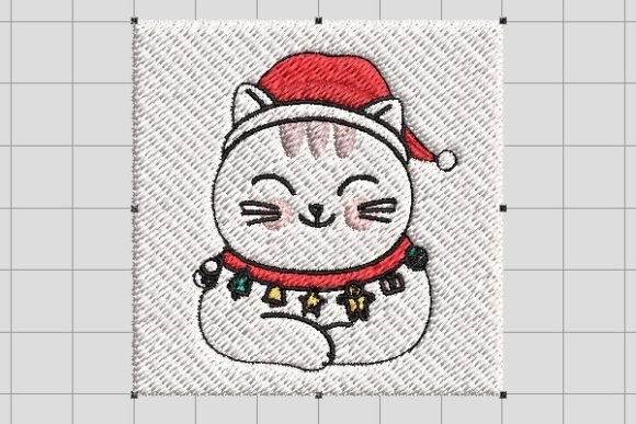 Cat with a Santa Claus Hat Embroidery File