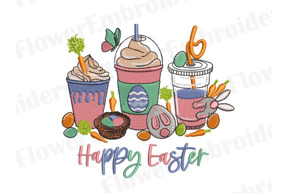 Easter Coffee Cups Machine Embroidery