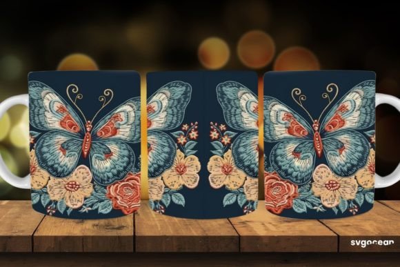 Embroidery Butterfly Mug Sublimation