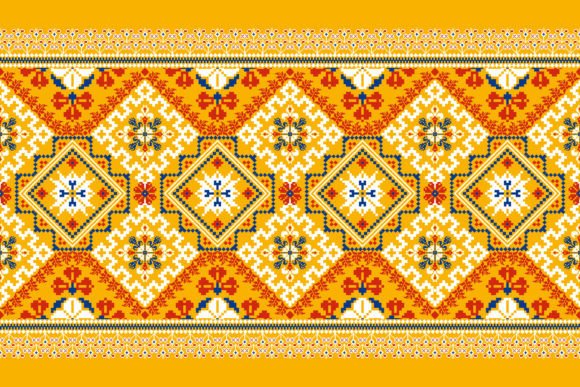 Floral Knitted Embroidery.Pixel Art Review