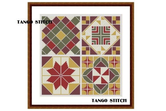 Yellow Ceramic Tiles Sampler Embroidery